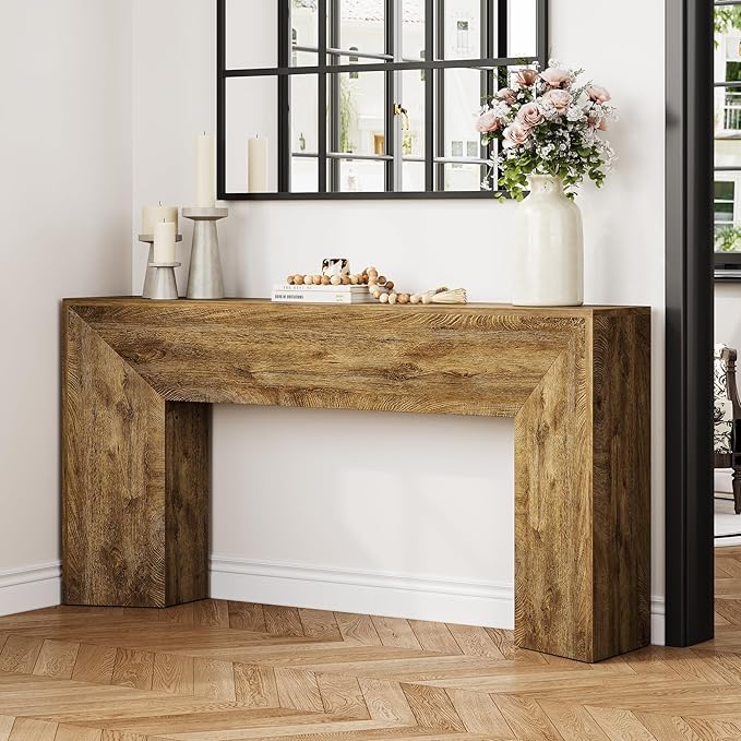 LITTLE TREE Console Table for Entryway, 63 Inches Extra Long Brown Wooden Sofa Table for Living Room, Modern Hallway Foyer Table for Entrance, Easy Assembly