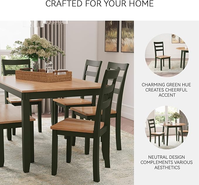 Signature Design by Ashley Gesthaven Modern Indoor Armless Dining Chair, Set of 2, Green & Light Brown