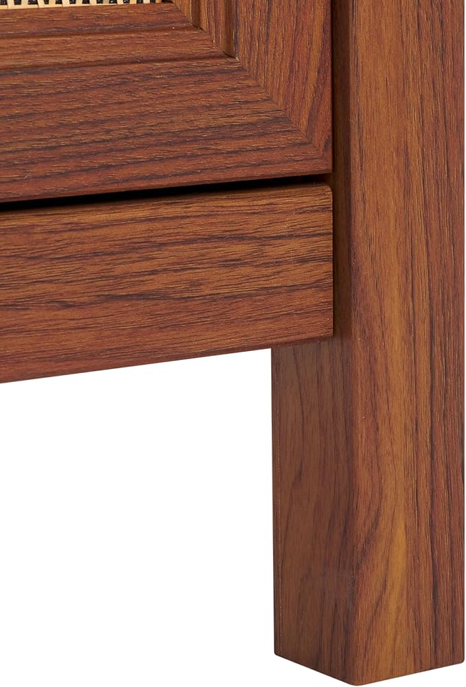 SAFAVIEH Evane TV Stand for up to 65" Flatscreen – Walnut & Natural, 2 Doors with Interior Storage, 2 Open Shelves, Entertainment Media Console (MED9629A)