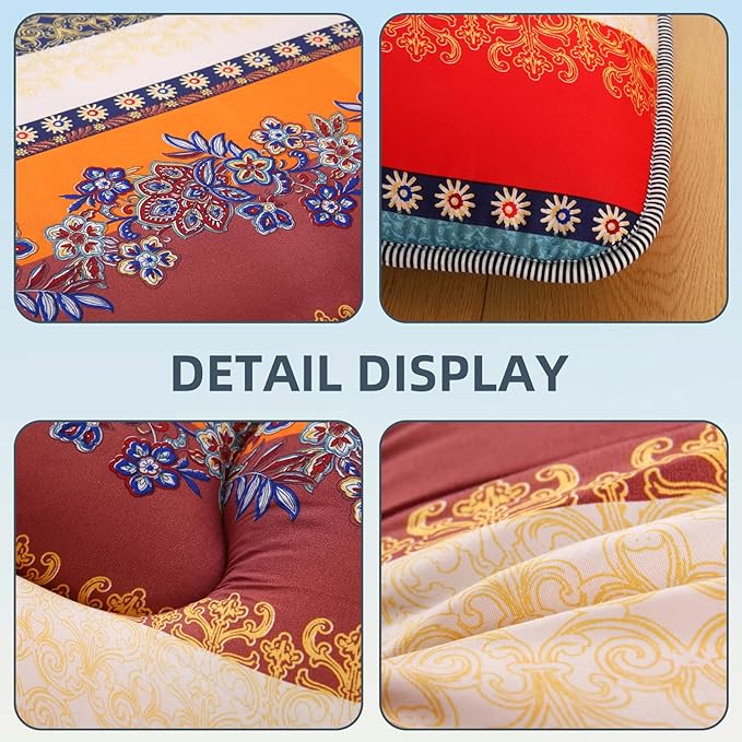 Bohemian Retro Japanese Floor Mattress, Vintage Floral Tatami Floor Mat, Portable Roll up Futon Mattress for Guest,Tavel (B,Twin 80" x 36")