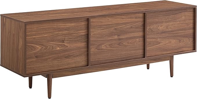 Crosley Furniture Liam Large Vinyl Record Storage TV Stand and Entertainment Center, Media Console, Walnut
