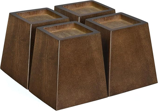 Sopicoz Wooden Furniture Risers Tapered Bed Risers (Brown 4pcs, 4 inch Pyramid)