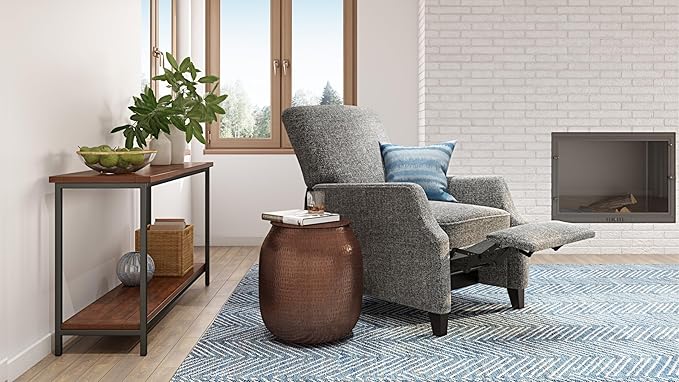 SIMPLIHOME Skyler Console Table - 54 Inch Wide Solid Mango Wood and Metal Sofa Table in Dark Cognac Brown, Industrial Entryway Table for Living Room with Open Bottom Shelf and Black Steel Frame