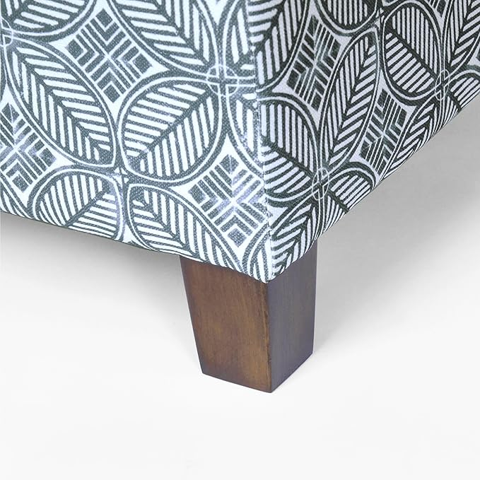 HomePop Home Decor | K7342-A874 | Classic Square Storage Ottoman with Lift Off Lid | Ottoman with Storage for Living Room & Bedroom, Blue Indigo Print, Large