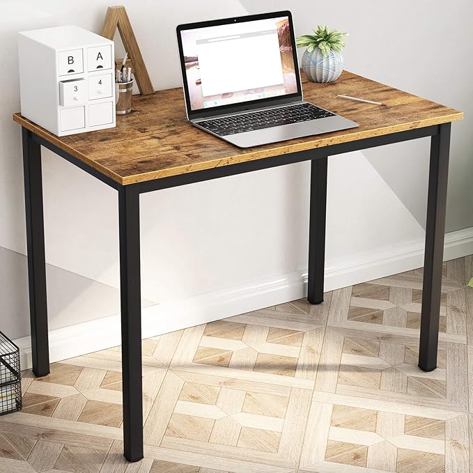 DlandHome 31.5 inch Computer Desk Home Office Table Writing Desk Study Table Gaming Desk Workstation (31.5 inch, Rustic Brown)