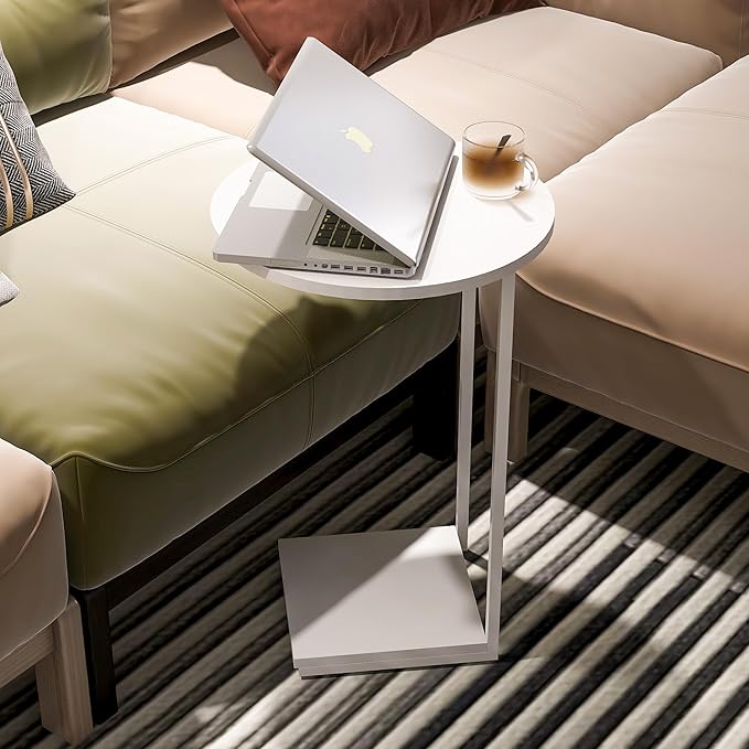 DCLRN Small End Table,c Table End Table for Sofa,Round Coffee Table is Suitable for Living Room and Bedroom.(White)