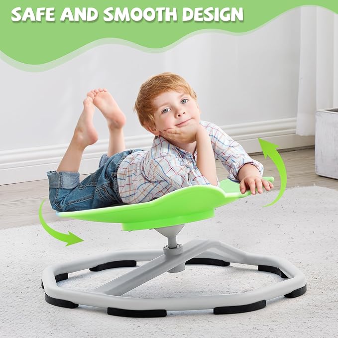 Spinning Chair for Autistic Kids, Non-Slip Sensory Spinning Chair, Sit and Spin Autism Toys Training Body Coordination (Green)