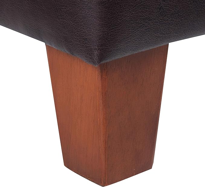 Homepop Home Decor |K2380-E155 | Luxury Large Faux Leather Square Storage Ottoman | Ottoman with Storage for Living Room & Bedroom, Distressed Brown