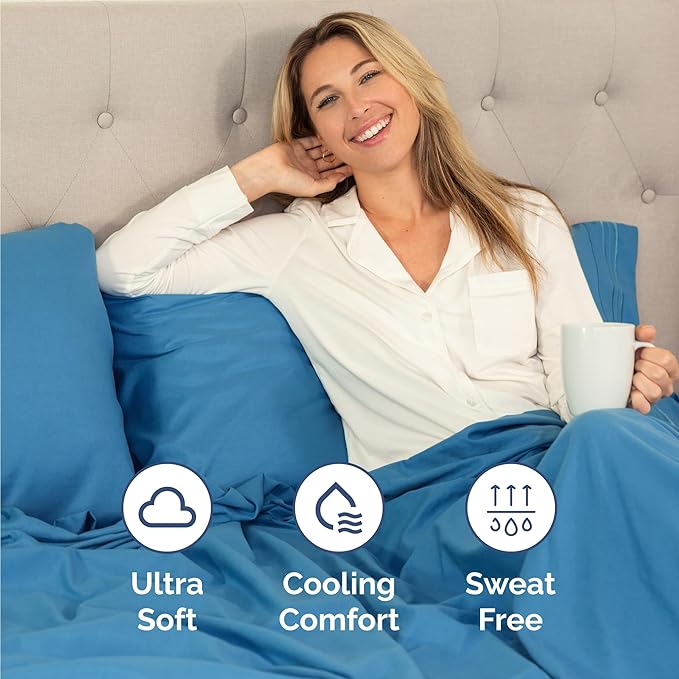 Twin Size 3 Piece Sheet Set - Comfy Breathable & Cooling Bed Sheets Set - Hotel Luxury Bedding for Women, Men, Kids, Teens, Boys & Girls - Deep Pockets, Soft and Wrinkle Free - Oeko-Tex - Denim Blue