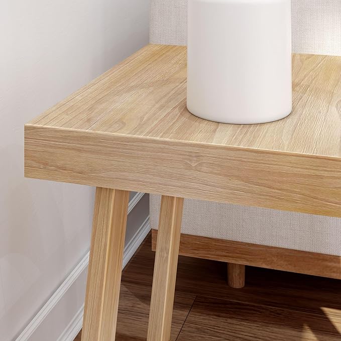 Plank+Beam Classic Square Side Table, Slim Side Table for Living Room, Narrow Nightstand for Small Spaces, Wood End Table for Bedroom, Blonde Wirebrush