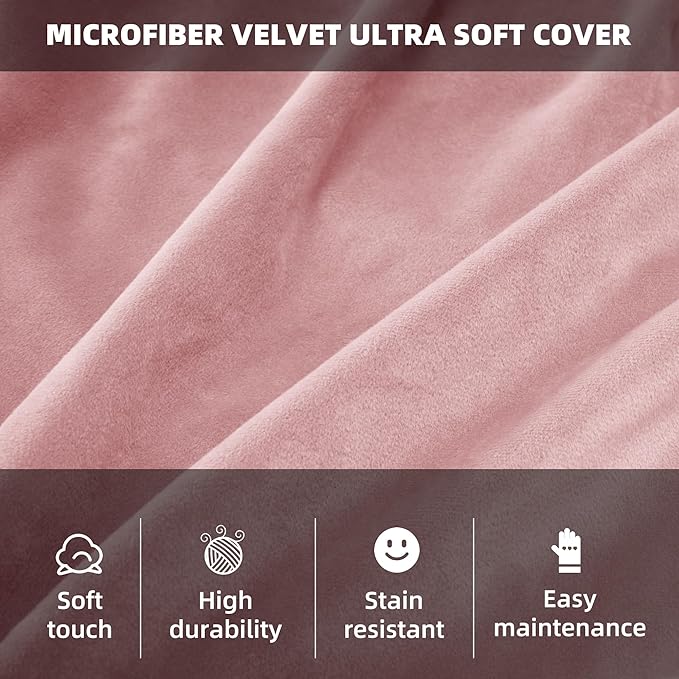 HABUTWAY Bean Bag Chair 3Ft Luxurious Velvet Ultra Soft Fur with High Rebound Memory Foam Bean Bag Chairs for Adults Plush Lazy Sofa with Fluffy Sponge 3' (Pink)