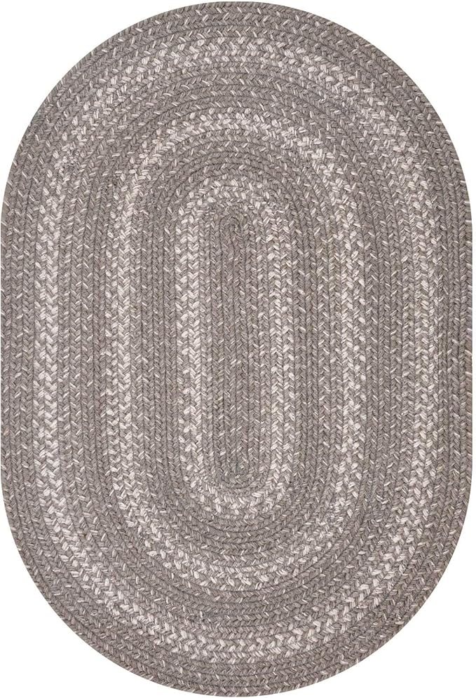 Homespice Grey Cloud Oval Area Rugs, 5x8' - Grey, Handmade with Jute - Warm Farmhouse Country Decor, Perfect for Living Rooms and Bedrooms - Durable, Easy to Clean and Pet Friendly