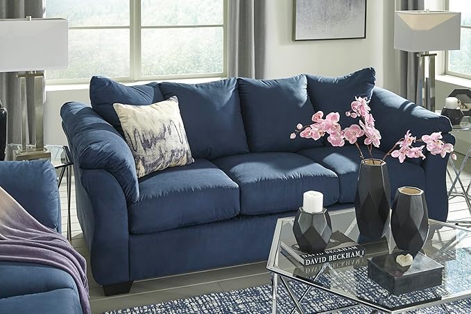 Signature Design by Ashley Darcy Casual Plush Sofa, Dark Blue
