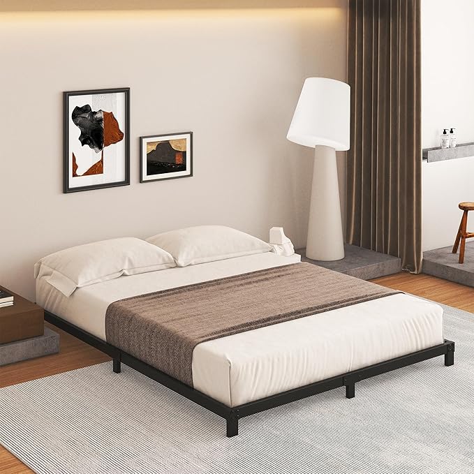 5 Inch Low Queen Bed Frame, Heavy Duty Bed Frame Queen Size Low Profile, No Box Spring Needed, Easy Assembly, Noise Free, Black