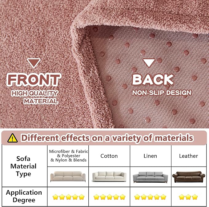 MYSKY HOME Pink Sofa Cover, Couch Covers for Sofa Pet Couch Cover, Oversized Couch Covers for 3 Cushion Couch Thick Durable Covers for Furniture Couch Cover, 71" x 150"