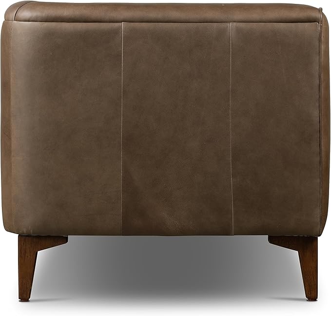 POLY & BARK Essex Leather Couch - 89-Inch Sofa with Tufted Back - Full-Grain Leather Sofa for Living Room with Feather-Down Topper - Living Room Couch - Vintage Italian Leather in Cocoa Brown
