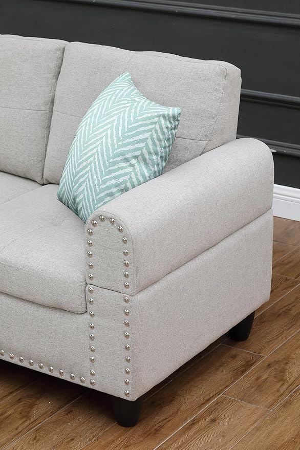 Evan Sectional Sofa or Couch with Ottoman for Living Room, Apartment, Bedroom, Office