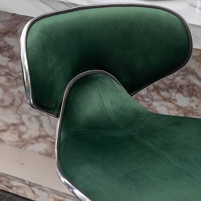 Roundhill Furniture Masaccio Velvet Upholstered Adjustable Swivel Barstool, Set of 2, Green