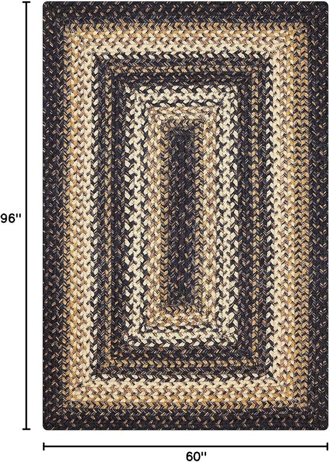 Homespice Kilimanjaro Premium Jute Braided Area Rug, 5' x 8' Rectangular Black and Brown, Reversible, Natural Jute Yarn Rustic, Country, Primitive, Farmhouse Style - 30 Day Risk Free Purchase