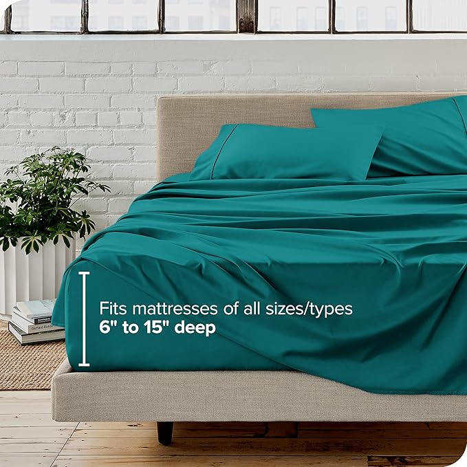 Bare Home Twin Sheet Set - 1800 Ultra-Soft Microfiber Twin Bed Sheets - Double Brushed - Deep Pockets - Easy Fit - Extra Soft - 3 Piece Set - Bedding Sheets & Pillowcases (Twin, Emerald)