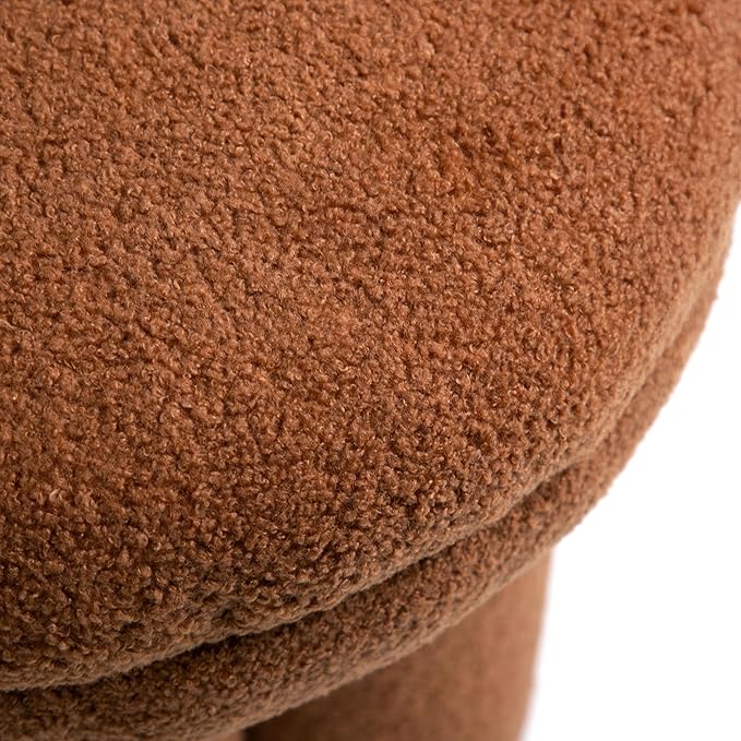 Furniture of America Rami Modern 18-inch Mushroom-Shape Upholstered Ottoman with Tri-Pillar Pedestal, Vanity Stool Chair, Small Foot Stool for Bedroom, Living Room, Entryway, Saddle Brown