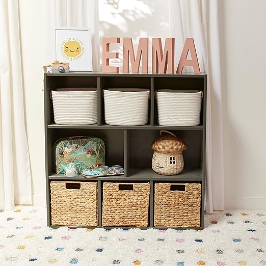 ECR4Kids Streamline 8-Compartment Storage Cabinet, 36in, Classroom Furniture, Grey Wash