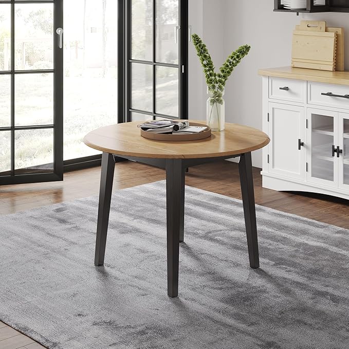 Signature Design by Ashley Gesthaven Contemporary Dining Drop Leaf Table with 4 Legs, Light Brown & Dark Brown