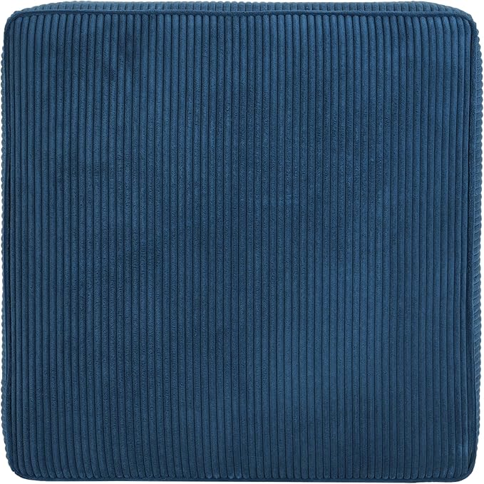 Christopher Knight Home Isa Corduroy Ottoman Footstool, Square Pouf Poufee Footrest Ottoman Large Seat, Modern Side Table for Living Room Bedroom Home Decor, Navy Blue, 30"