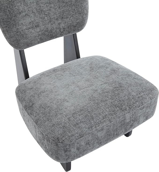 Christopher Knight Home Mores Low Profile Accent Chair Set of 2, Modern Living Room Armless Lounge Chair, Fabric Comfy Reading Chair for Bedroom, Wooden Frame and Thick Padded Seat,Black+Charcoal Gray