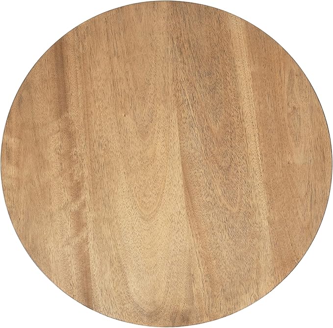Kate and Laurel Foxford Tiered Round Side Table; 22 x 22 x 24; Natural Brown; Transitional Two-Tier Circle Nightstand Table with Storage and Resilient Wood Construction for Bedroom Decor