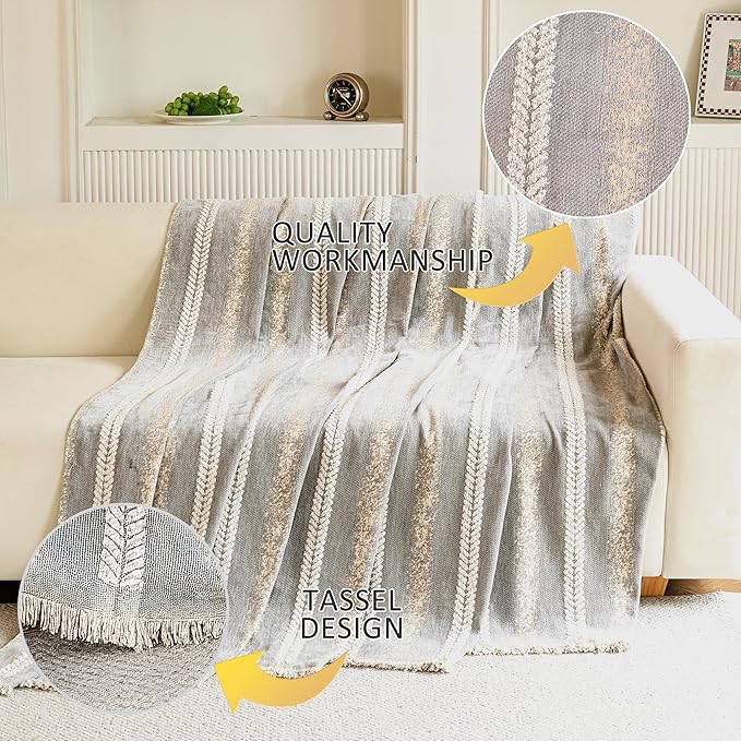 Couch Cover for Dogs Washable Sofa Cover, Sectional Couch Covers, Sofa Covers for 2 Cushion Couch, Non Slip Stripe Sofa Slipcovers Furniture Protector, Couch Protector from Cat Claws, Light,75''x134''