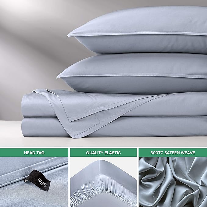 Twin XL Sheets by Pure Bamboo, Genuine 100% Organic Viscose Derived from Bamboo Bed Sheet Set, Luxuriously Soft & Cooling, Double Stitching, Lifetime Quality Promise (Twin XL, Sterling Blue)