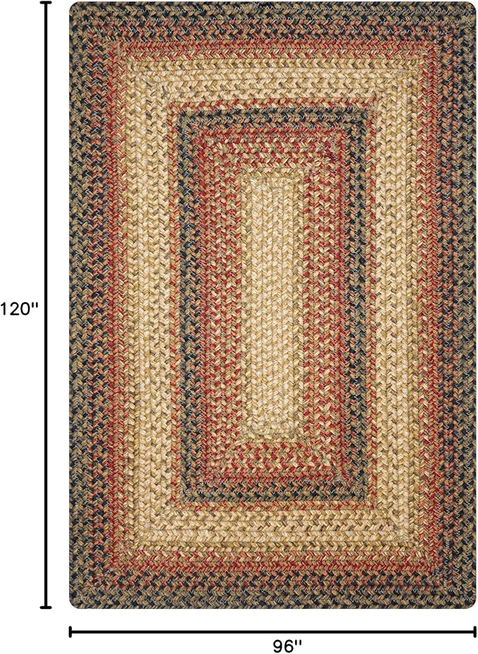 Homespice Russet Multi Color Jute Braided Area Rugs, 8x10' Rectangle - Warm Country Decor, Perfect for Living Rooms and Bedrooms - Pet Friendly and Easy to Clean