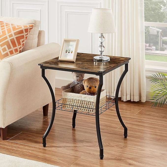 VECELO 3 Pieces Living Room Table Sets, Coffee and End Tables with Open Storage Shelves for Apartment, Home Office, Small Space, Easy Assembly, Brown