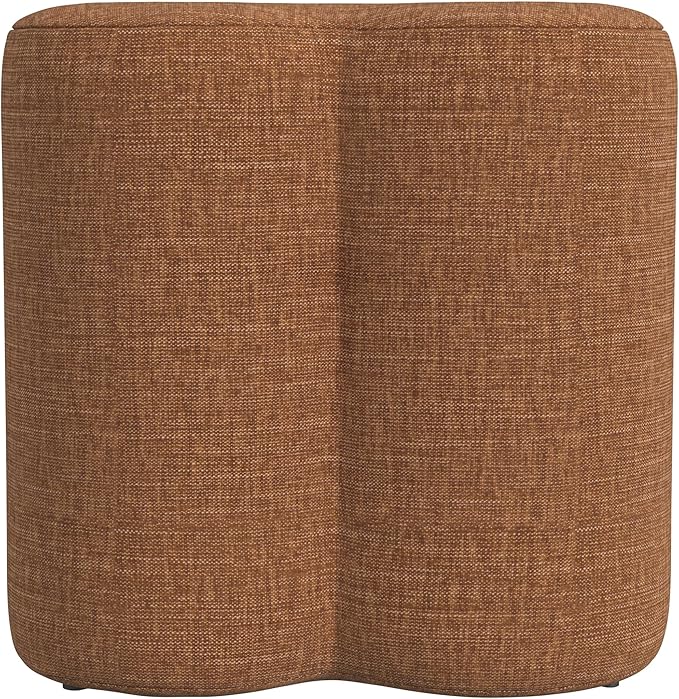 HomePop Upholstered Clover Shaped Ottoman (No Lid, Seat Only) Home Décor | Foot Rest Pouf – Rust Orange Chenille