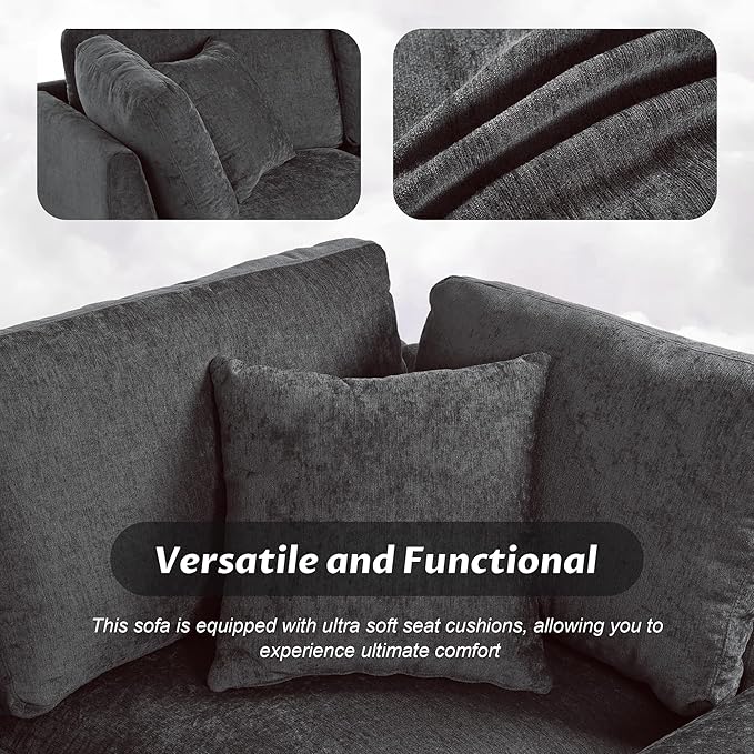 127.6 Inch 5-Seat Modular Convertible Sectional Sofa with Removable Storage Ottoman and 2 Hidden Cupholder, L-Shaped Upholstery Corner Couch for Living Room Apartment Office, Grey
