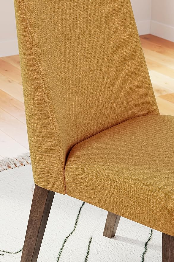 Signature Design by Ashley Lyncott Contemporary Dining Room Upholstered Side Chair with Foam Cushion, 2 Count, Yellow & Brown