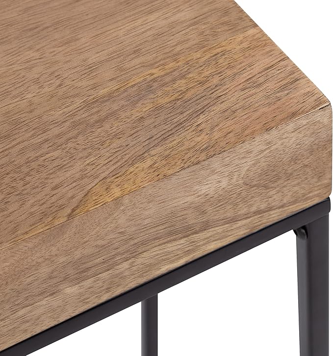 Kate and Laurel Karlsen Wood and Metal Narrow Side Table; 16 x 24 x 8; Natural Brown and Black; Modern Transitional Slim Nightstand with Mixed Materials Design