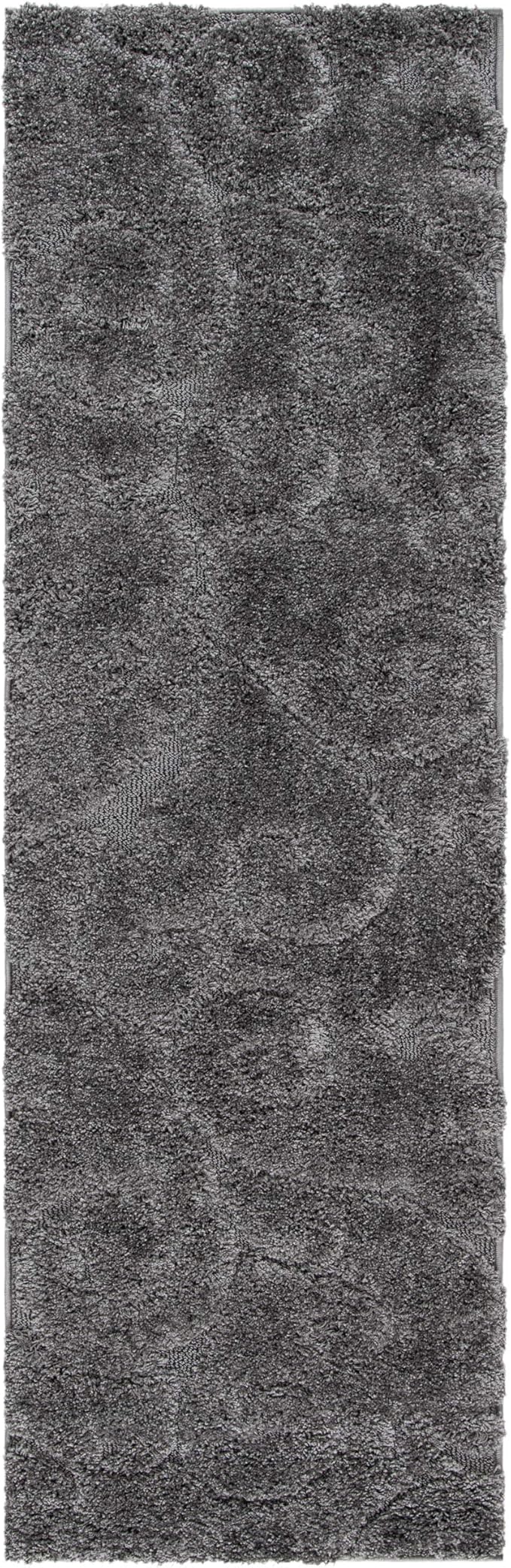 SAFAVIEH Florida Shag Collection Runner Rug - 2'3" x 11', Grey, Scroll Design, Non-Shedding & Easy Care, 1.2-inch Thick Ideal for High Traffic Areas in Living Room, Bedroom (SG455-8013)