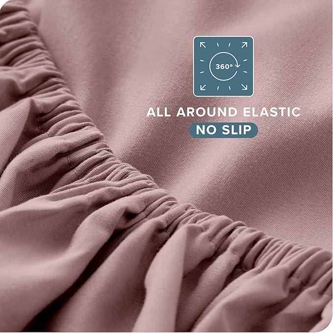 Bare Home Full XL Sheet Set - Luxury 1800 Ultra-Soft Microfiber Full Extra Long Bed Sheets - Double Brushed - Deep Pockets - Easy Fit - 4 Piece Set - Bedding Sheets & Pillowcases (Full XL, Mauve)