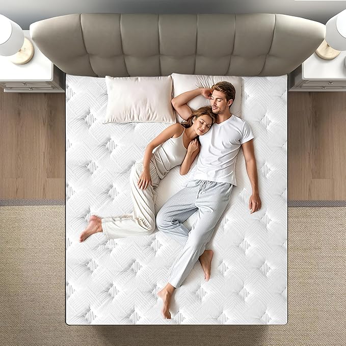 King Size Mattress, 10 Inch 5-Zone Pocket Spring Hybrid Mattress with Gel Memory Foam for Pressure Relief & Peaceful Sleep, Medium Firm, Mattress in a Box