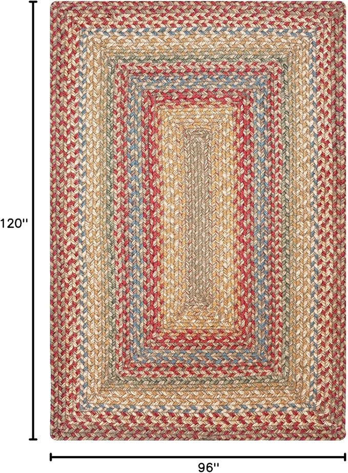 Homespice Azalea Multicolor Braided Area Rugs, Jute, 8x10' Rectangle - Perfect Country Primitive Decor for Dining Room, Bedroom, Everywhere