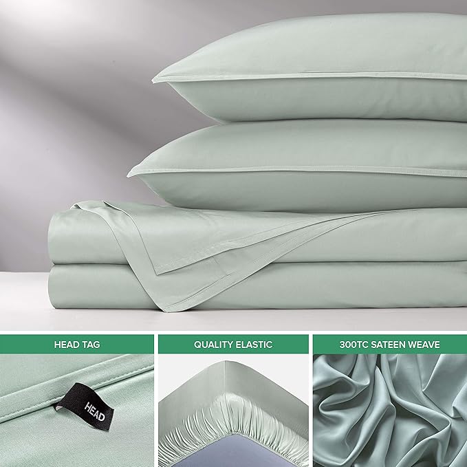 Twin Sheets by Pure Bamboo, Genuine 100% Organic Viscose Derived from Bamboo Bed Sheet Set, Luxuriously Soft & Cooling, Double Stitching, Lifetime Quality Promise (Twin, Sea Glass)