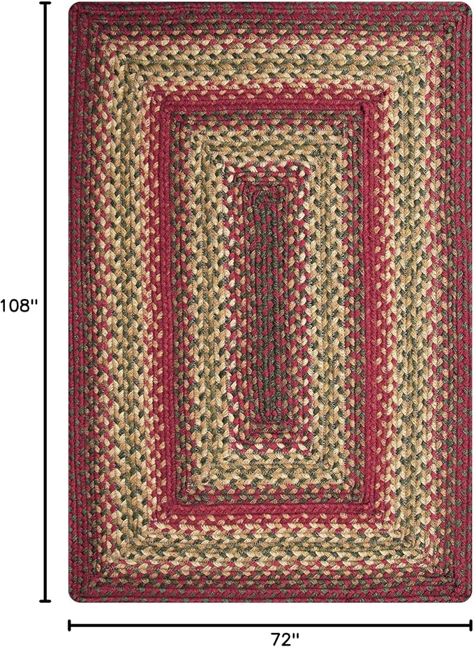 Cider Barn Cranberry Red Braided Area Rug, Jute, 6x9' Rectangle - Perfect Country Primitive Decor for Dining Room, Living Room, Everywhere