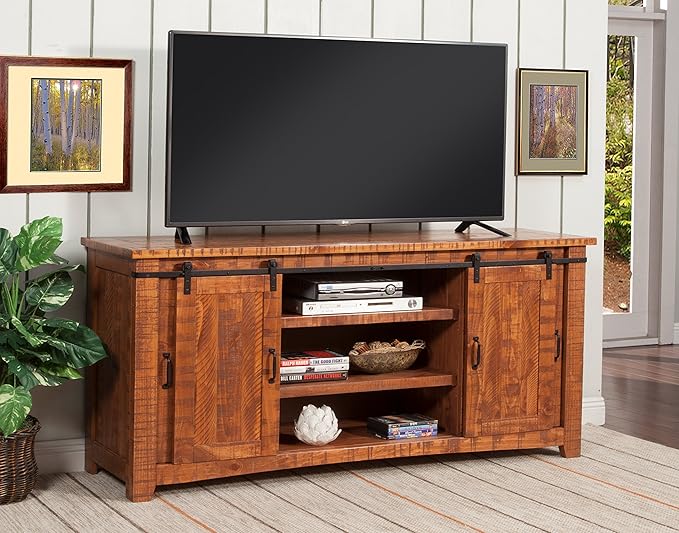 Martin Svensson Home Omaha Solid Wood TV Stand, 65", Honey Tobacco