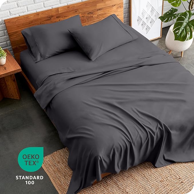 Bare Home Twin Sheet Set - 1800 Ultra-Soft Microfiber Twin Bed Sheets - Double Brushed - Deep Pockets - Easy Fit - Extra Soft - 3 Piece Set - Bedding Sheets & Pillowcases (Twin, Forged Iron Grey)