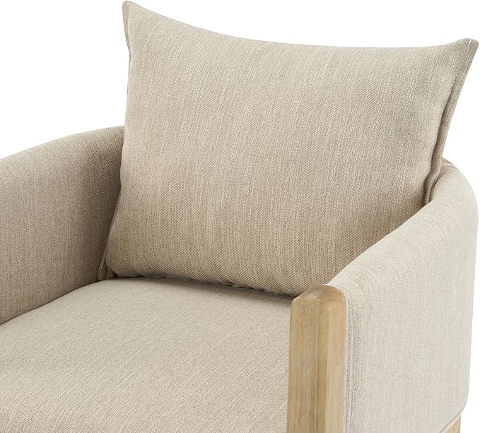 Christopher Knight Home Lucid Linen Upholstered Dining Chairs Set of 2, Rubber Wood Dining Room Chairs, Modern Armchair, Extra Seating for Dining Room, Versatile Indoor Furniture, Beige + Natural