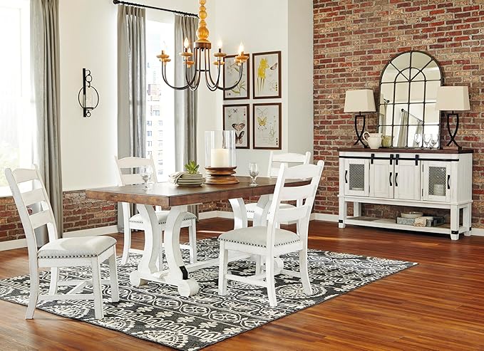 Signature Design by Ashley Valebeck Vintage Farmhouse Cushioned Dining Chair, 2 Count, Whitewash