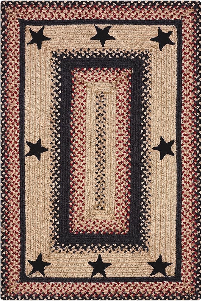Homespice Gloucester Jute Braided Rug 27x45in Rect Black-Tan-Red Natural Jute Rug. Uses- Indoor Entryway, Kitchen Rug, Bedroom Doorway Reversible, Rustic, Country, Primitive, Farmhouse Decor