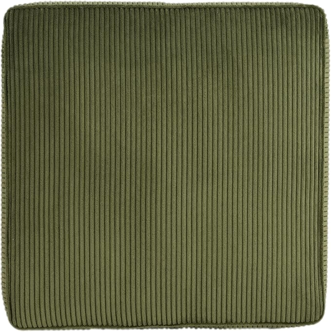 Christopher Knight Home Kyle Corduroy Woven Upholstery Square Ottoman, Living Room Sofa Ottoman with Wood Frame, Comfy Seating Experience with Dense Foam Padding, Non-Marking Foot Caps, Olive Green
